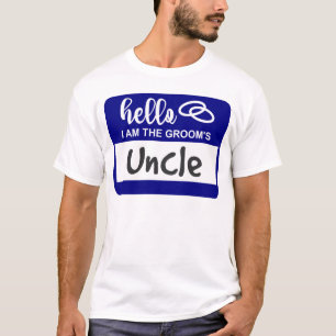 Hej jag är Grooms farbror Bröllop Namn Badge T Shirt