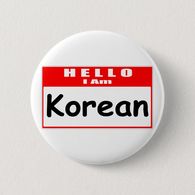 Hej, jag är koreansk.. Nametag Knapp (Framsida)