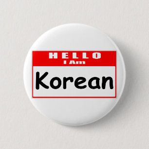Hej, jag är koreansk.. Nametag Knapp