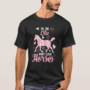 Hej jag är Lila Och jag älskar Hästar Sött Hjärtm T Shirt