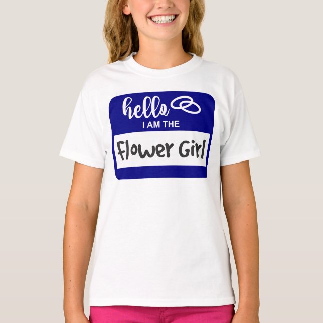 Hej jag är Namn-brickan för Flower Girl Bröllop T Shirt (Framsida)