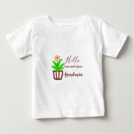 Hej jag är ny här, babyduschbarn blommigt löv p t shirt