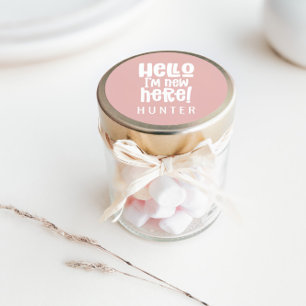 Hej jag är ny här, modern rosa vid födseln girig runt klistermärke