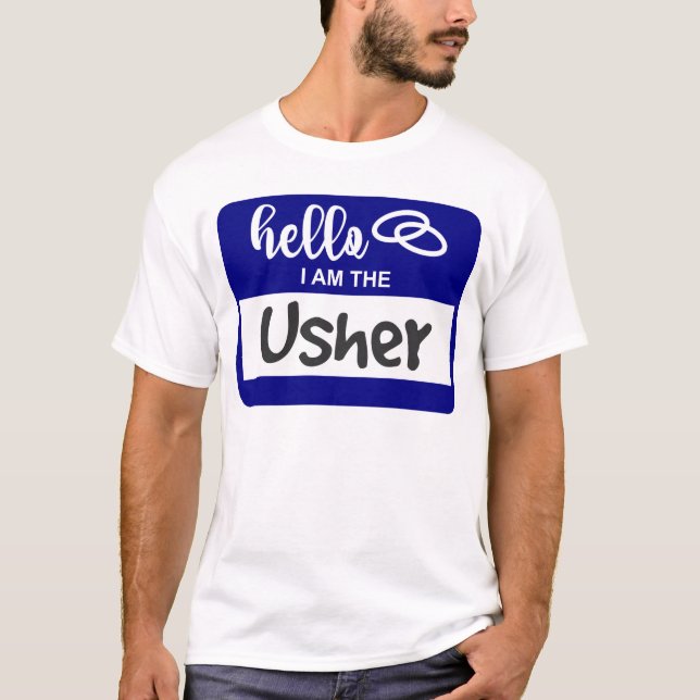 Hej jag är Usher-Bröllop-Namn-brickan T Shirt (Framsida)