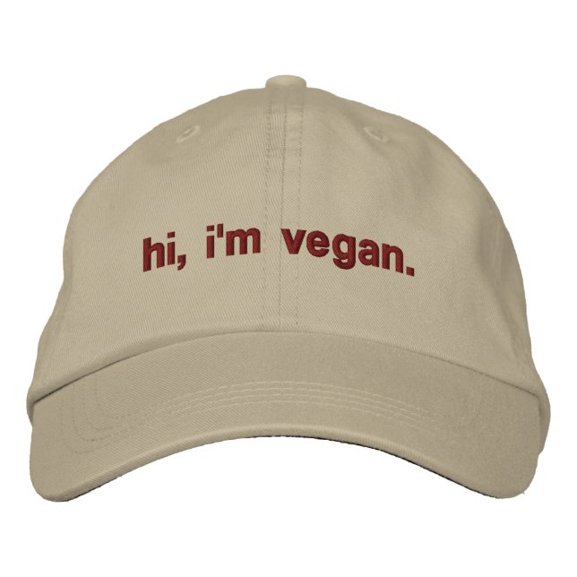 Hej, jag är vegan inbroderade hatt broderad keps (Framsida)