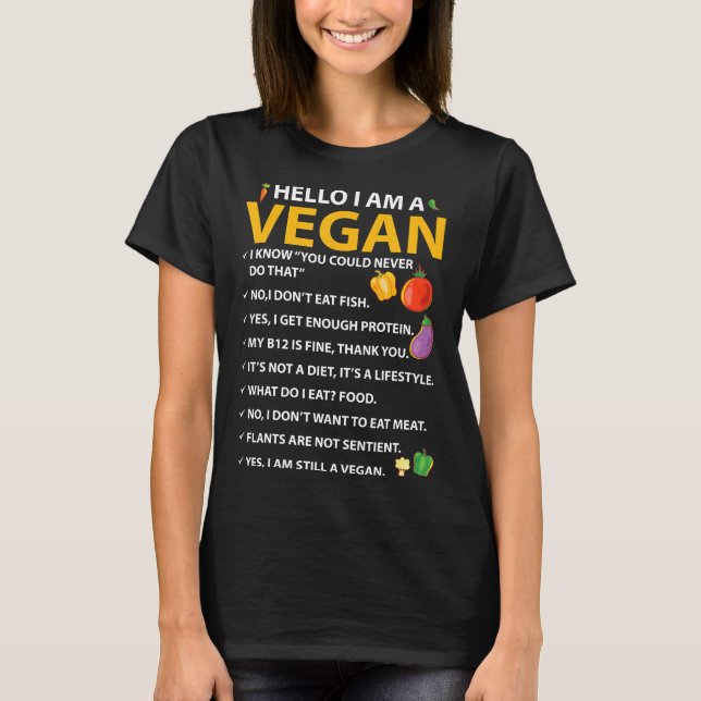 Hej jag är Vegan Vegetable Diet Plant Fueled T Shirt (Framsida)