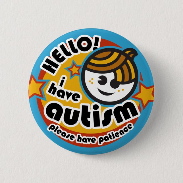 "Hej! Jag har autismknappen (pojke 2) Knapp (Framsida)