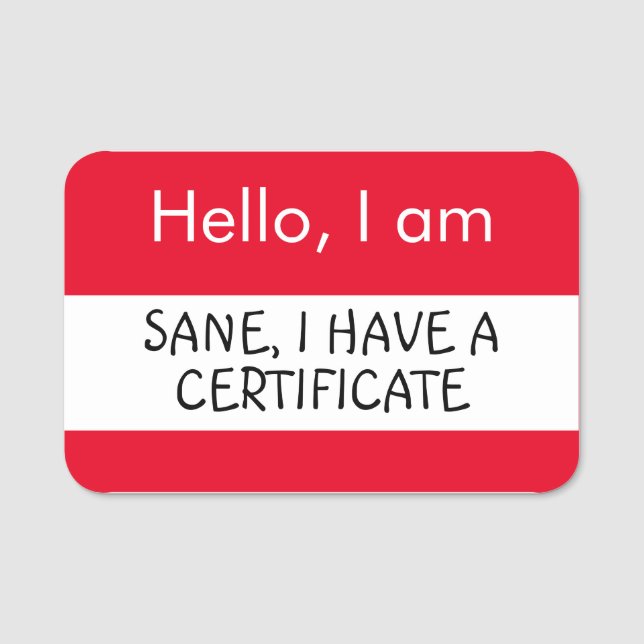 Hej... Jag har ett certifikat Namnbricka (Framsida)