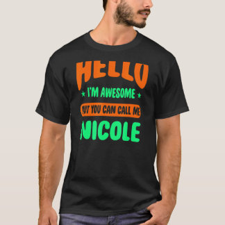 Hej Jag heter Fantastisk Ring Nicole Namn Personli T Shirt