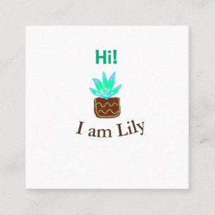 Hej, jag heter Lily cactus, tillför namn vattenfär Fyrkantigt Visitkort