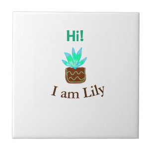 Hej, jag heter Lily cactus, tillför namn vattenfär Kakelplatta