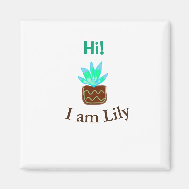 Hej, jag heter Lily cactus, tillför namn vattenfär Magnet (Framsidan)