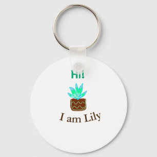 Hej, jag heter Lily cactus, tillför namn vattenfär Nyckelring