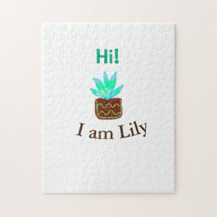 Hej, jag heter Lily cactus, tillför namn vattenfär Pussel