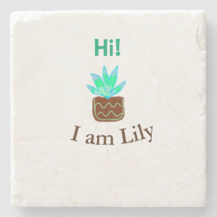 Hej, jag heter Lily cactus, tillför namn vattenfär Stenunderlägg