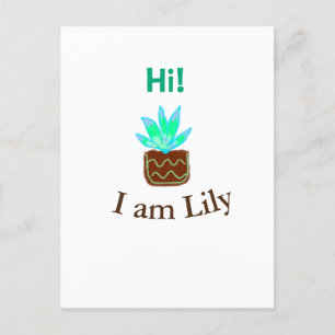 Hej, jag heter Lily cactus, tillför namn vattenfär Vykort