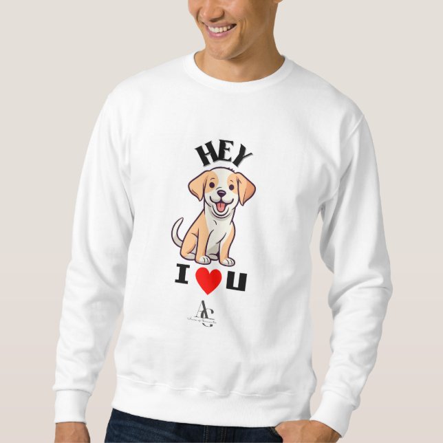 Hej, jag kärlek.. Puppy t-shirt Lång Ärmad Tröja (Framsida)