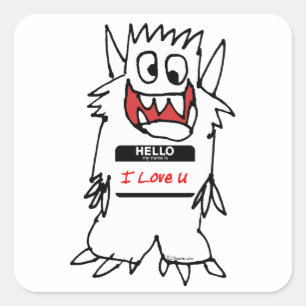 Hej, jag Kärlek U Monster Fyrkantigt Klistermärke