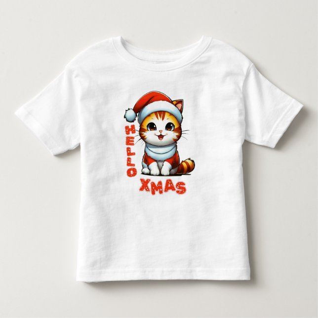 Hej Julafton - Klädjulkatt i en juldräkt T Shirt (Framsida)