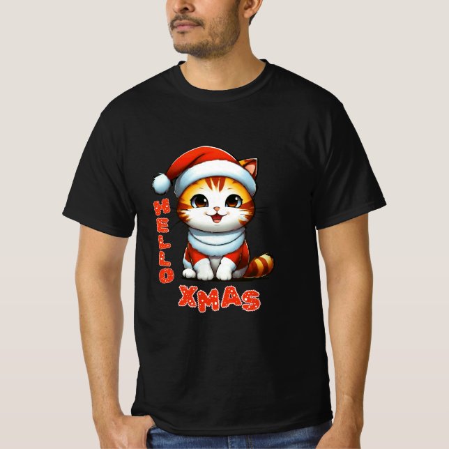 Hej Julafton - Klädjulkatt i en juldräkt T Shirt (Framsida)