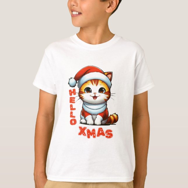 Hej Julafton - Klädjulkatt i en juldräkt T Shirt (Framsida)