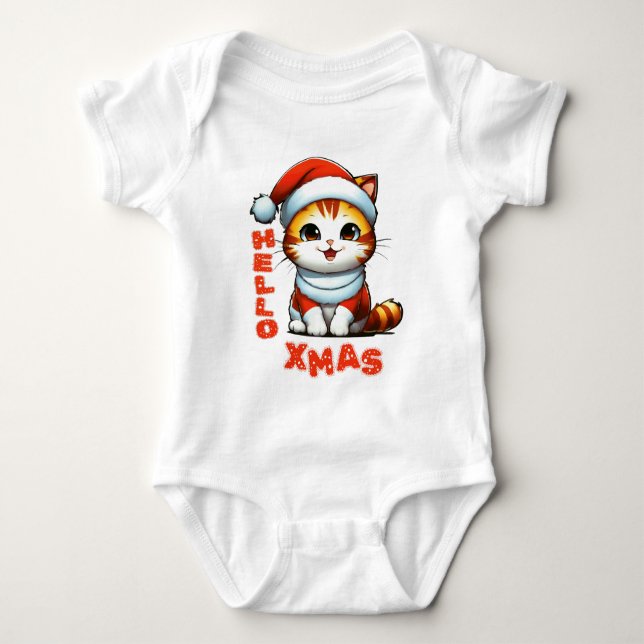 Hej Julafton - Klädjulkatt i en juldräkt T Shirt (Framsida)