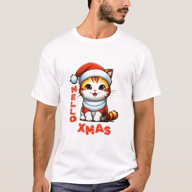 Hej Julafton - Klädjulkatt i en juldräkt T Shirt (Framsida)