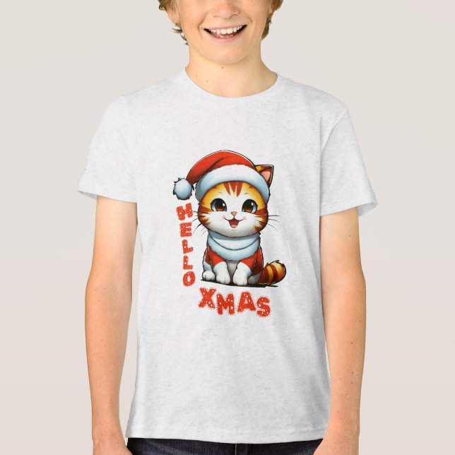 Hej Julafton - Klädjulkatt i en juldräkt T Shirt (Framsida)