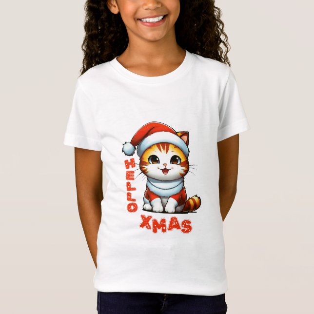 Hej Julafton - Klädjulkatt i en juldräkt T Shirt (Framsida)