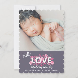Hej Kärlek Blommigt Foto Birth Notice Meddelande