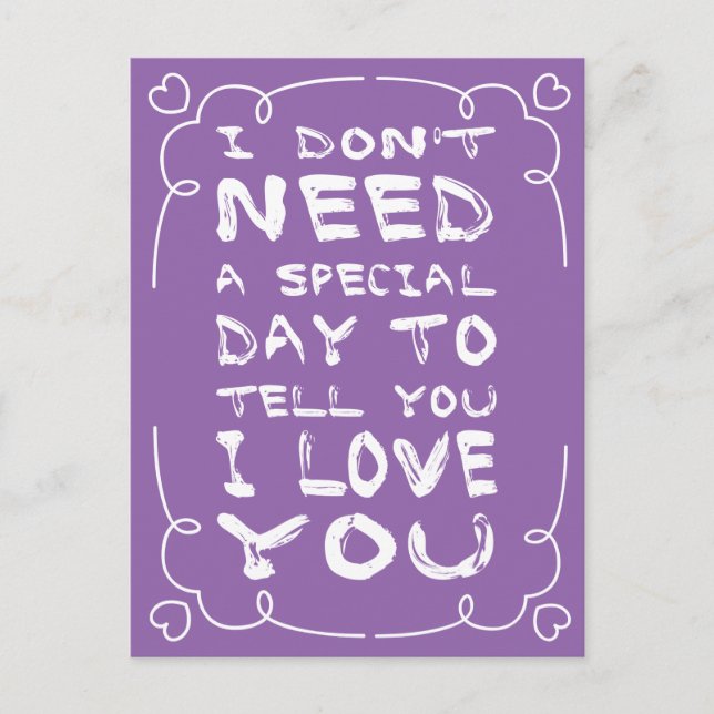 Hej, Kärlek Lila och vykort för vita  (Framsida)