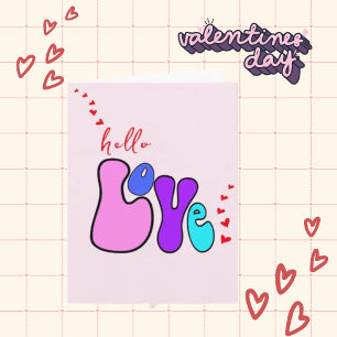 "Hej Kärlek" Retro 70:e Alla hjärtans dag Kort