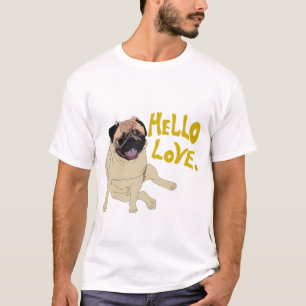Hej kärlek Söt underbar Pug-designad t-shirt