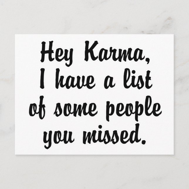 Hej Karma... Vykort (Framsida)