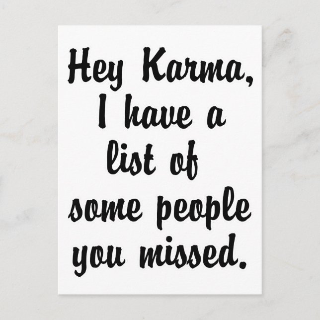 Hej Karma... Vykort (Framsida)