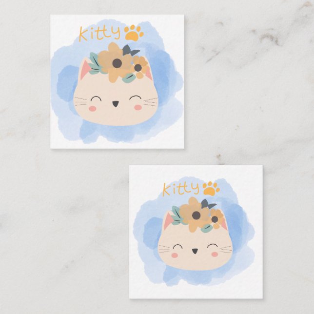 Hej Kattunge Fyrkantigt Visitkort (Fram/baksida)