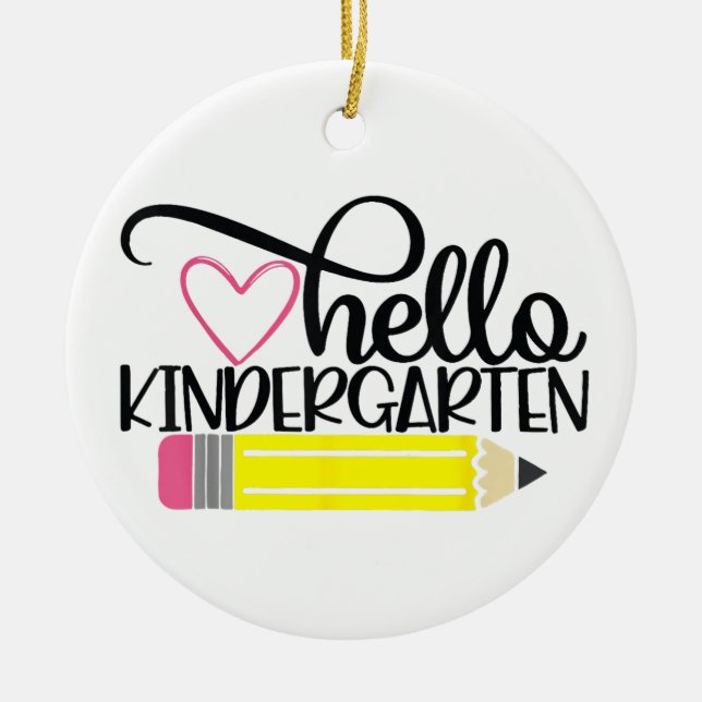 Hej Kindergarten Back to school Lärare Student Julgransprydnad Keramik (Framsidan)