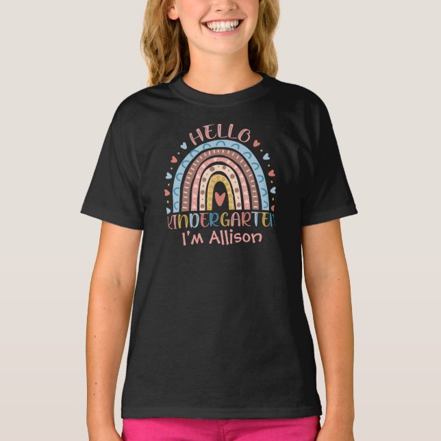 Hej Kindergarten Boho Rainbow Back to school T Shirt (Framsida)