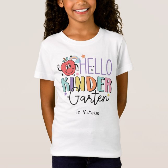 Hej Kindergarten Colorful Elementary School T Shirt (Framsida)