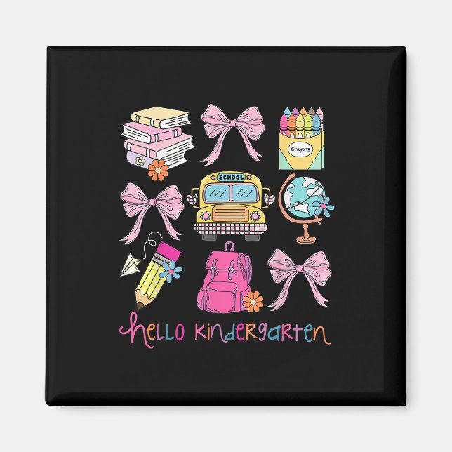 Hej Kindergarten Coquette Bow Back to school Fir Magnet (Framsidan)