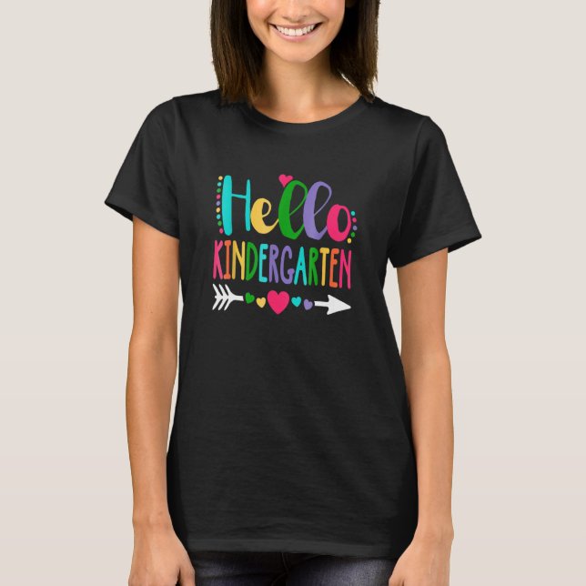 Hej Kindergarten Heart Lärare Student tillbaka til T Shirt (Framsida)
