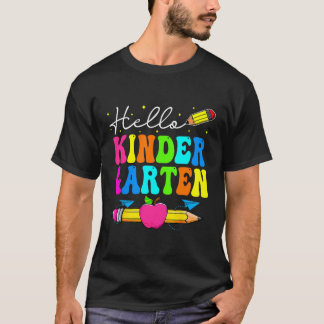 Hej Kindergarten Lärare Kid Team Lycklig tillbaka T Shirt