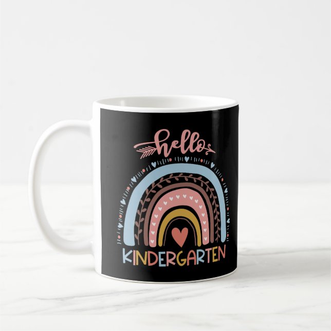 Hej Kindergarten Lärare Rainbow Första dagen för S Kaffemugg (Vänster)