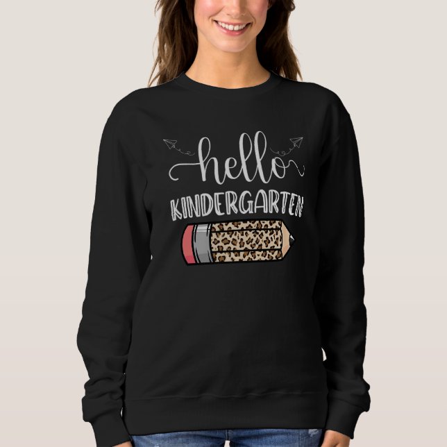 Hej Kindergarten Leopard Back to school Lärare T Shirt (Framsida)