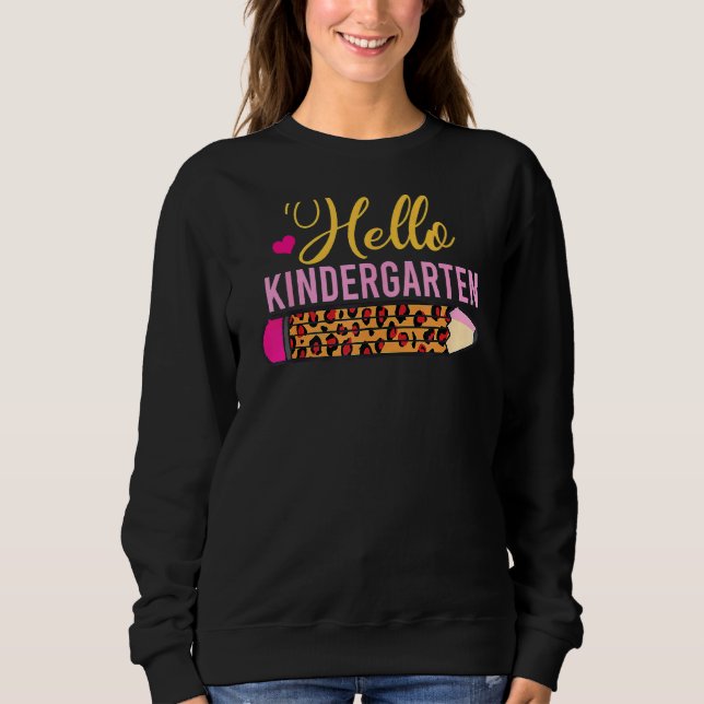 Hej Kindergarten Leopard Back to school Lärare T Shirt (Framsida)