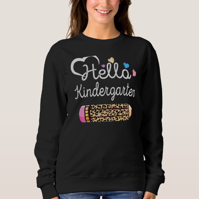 Hej Kindergarten Leopard Back to school Lärare T Shirt (Framsida)