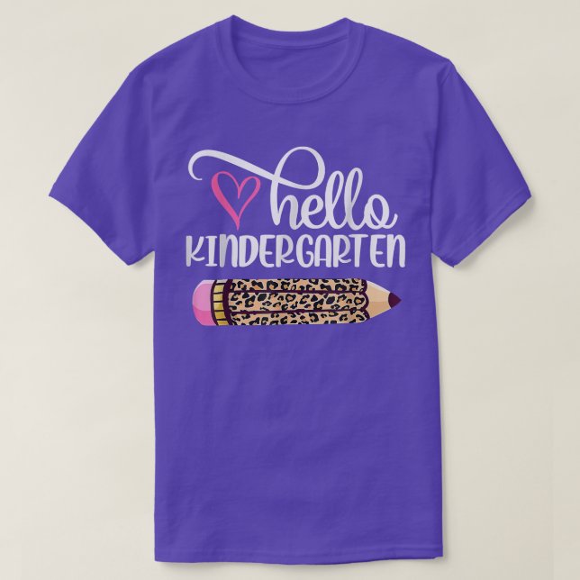 Hej Kindergarten Leopard Pencil Back to school T Shirt (Design framsida)