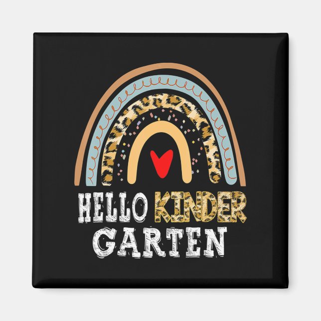 Hej Kindergarten Leopard Rainbow Back to school Magnet (Framsidan)