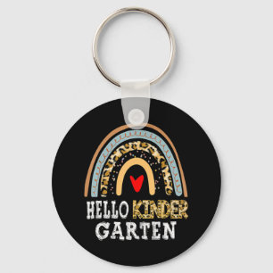 Hej Kindergarten Leopard Rainbow Back to school Nyckelring