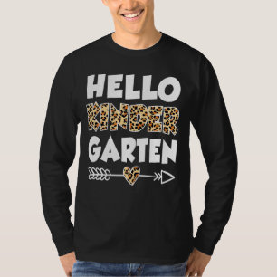 Hej Kindergarten Leopard Skriv ut Kindergarten Tea T Shirt